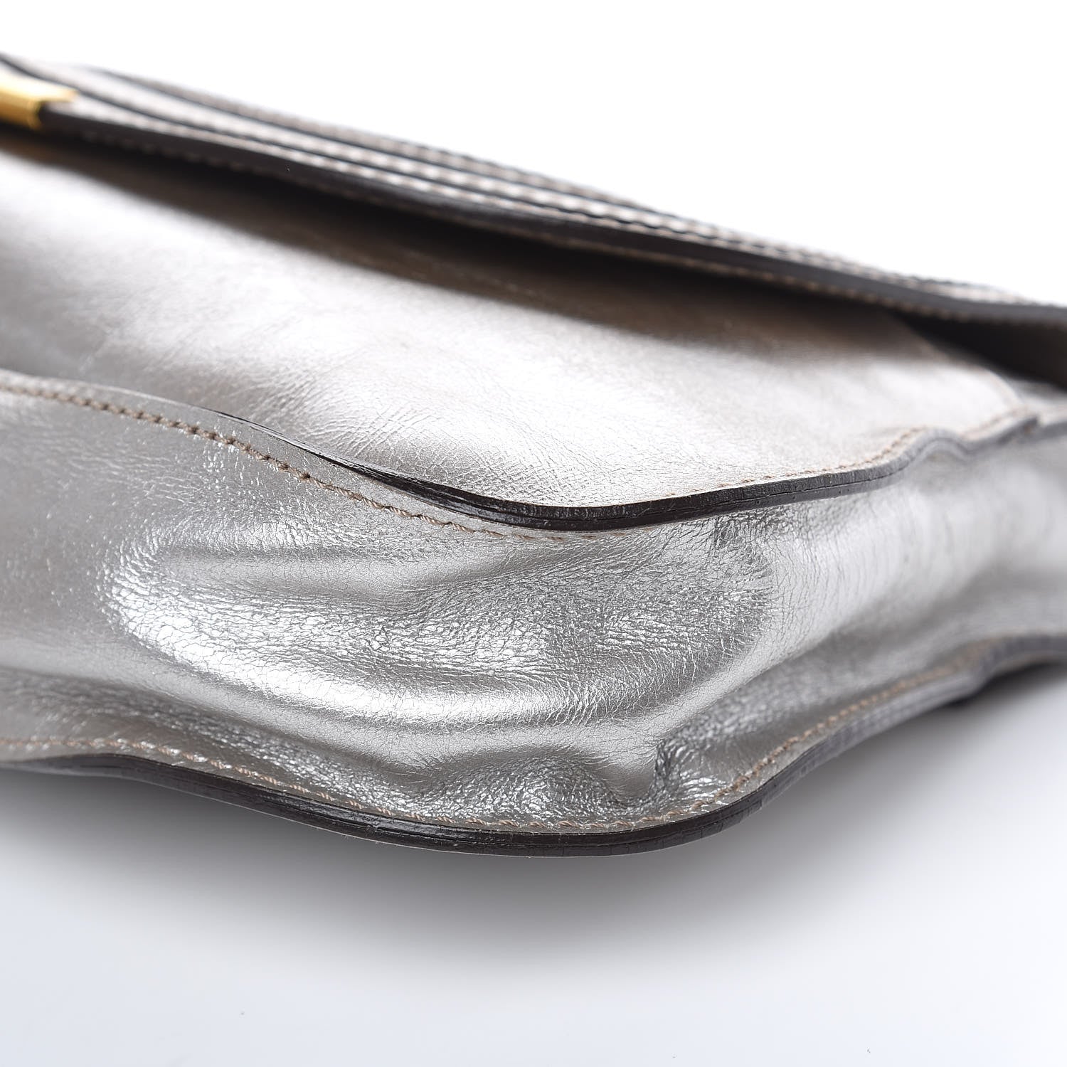 Chloe Metallic Calfskin Marcie Clutch Pewter 8 of 11