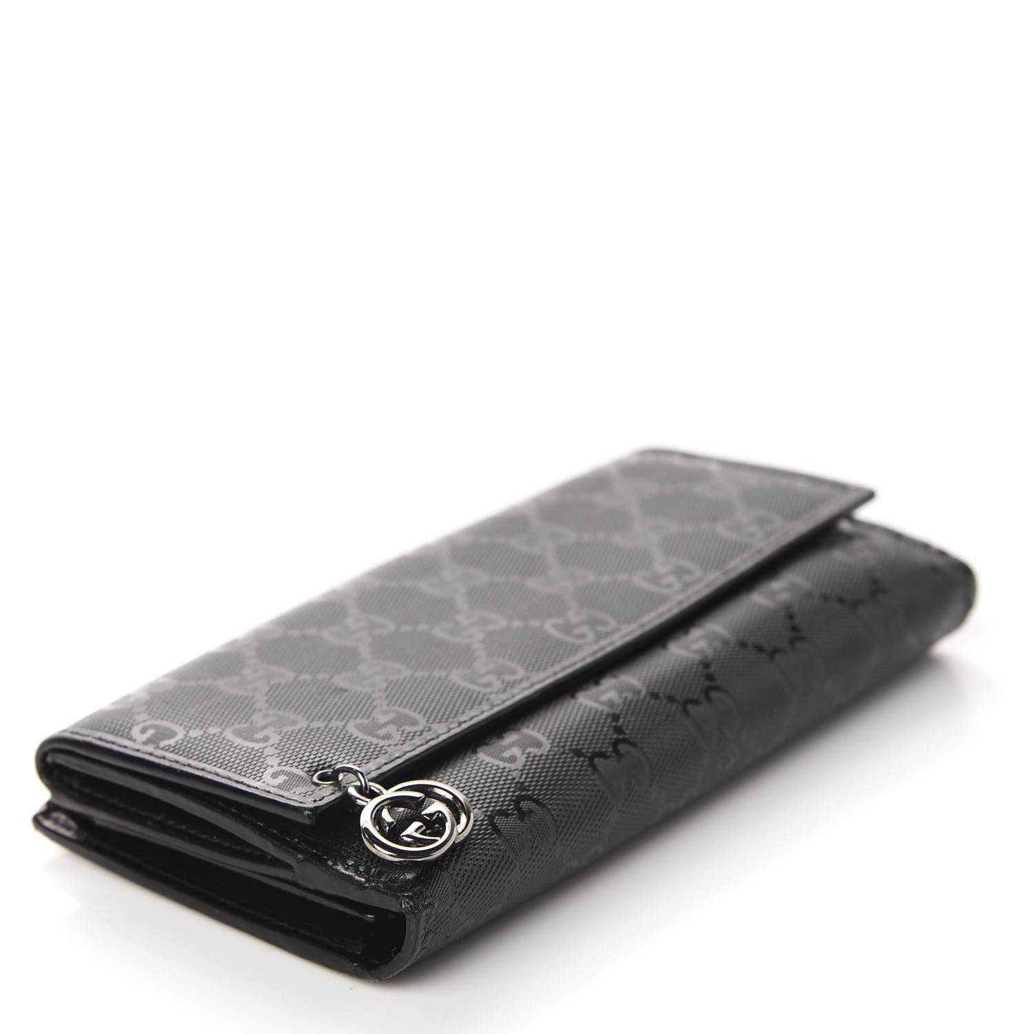 Gucci Imprime Monogram GG Pierce Continental Flap Wallet Black 4 of 7