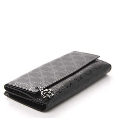 Gucci Imprime Monogram GG Pierce Continental Flap Wallet Black 4 of 7