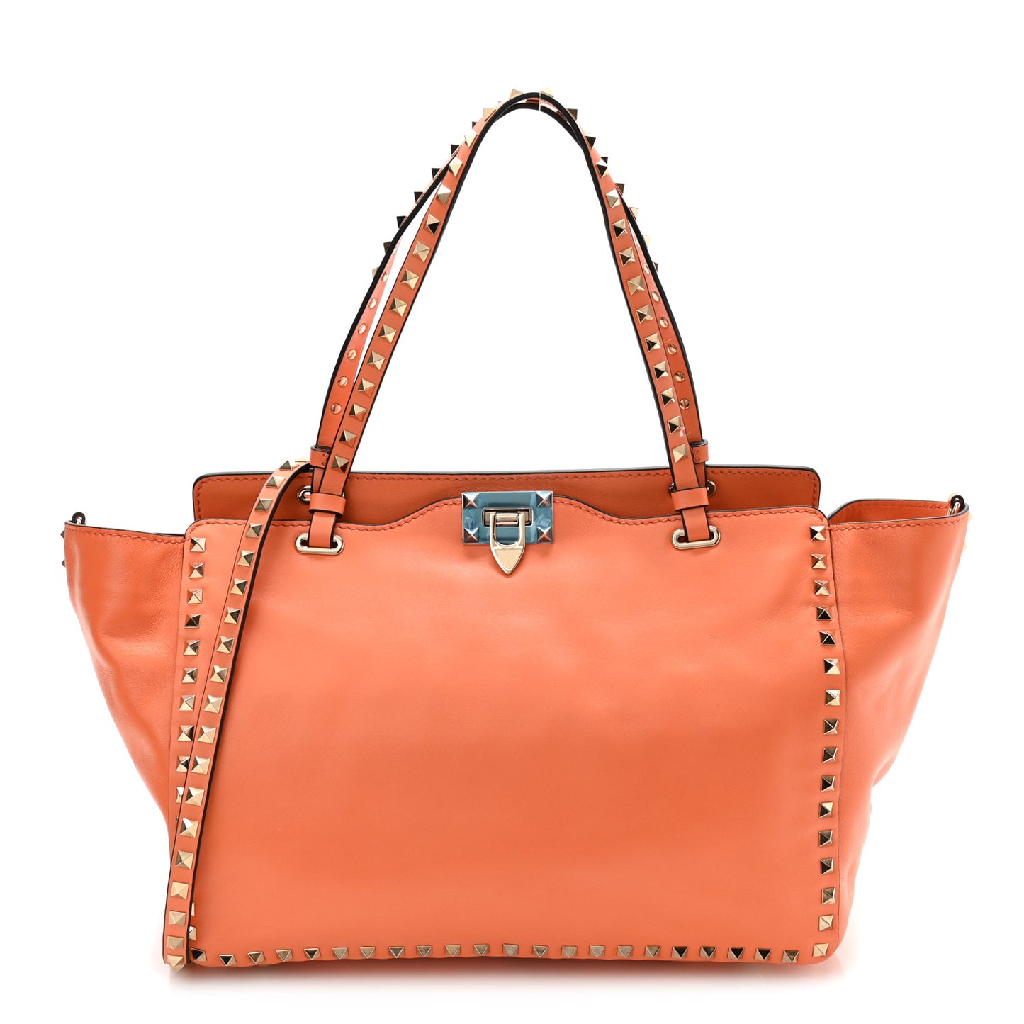 Vitello Medium Rockstud Tote Melon Sorbet