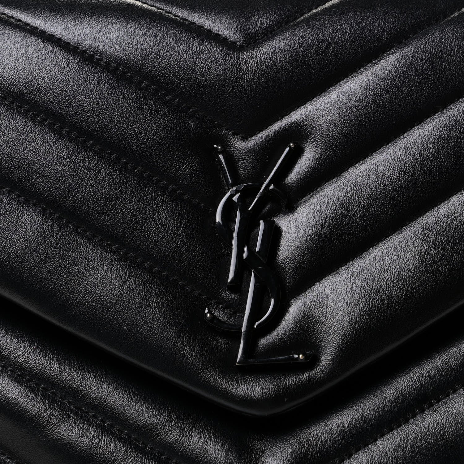 Saint Laurent Calfskin Y Quilted Monogram Medium Loulou Chain Satchel Black 8 of 12