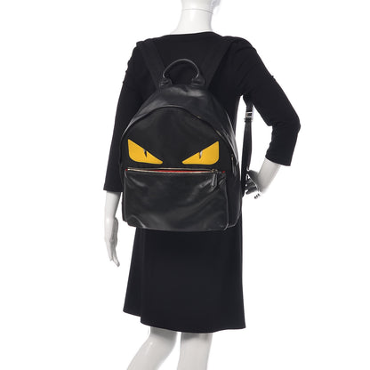 Fendi Nylon Vitello Liberty Vitello Dolce Monster Eyes Rounded Backpack Black Sunflower 2 of 14