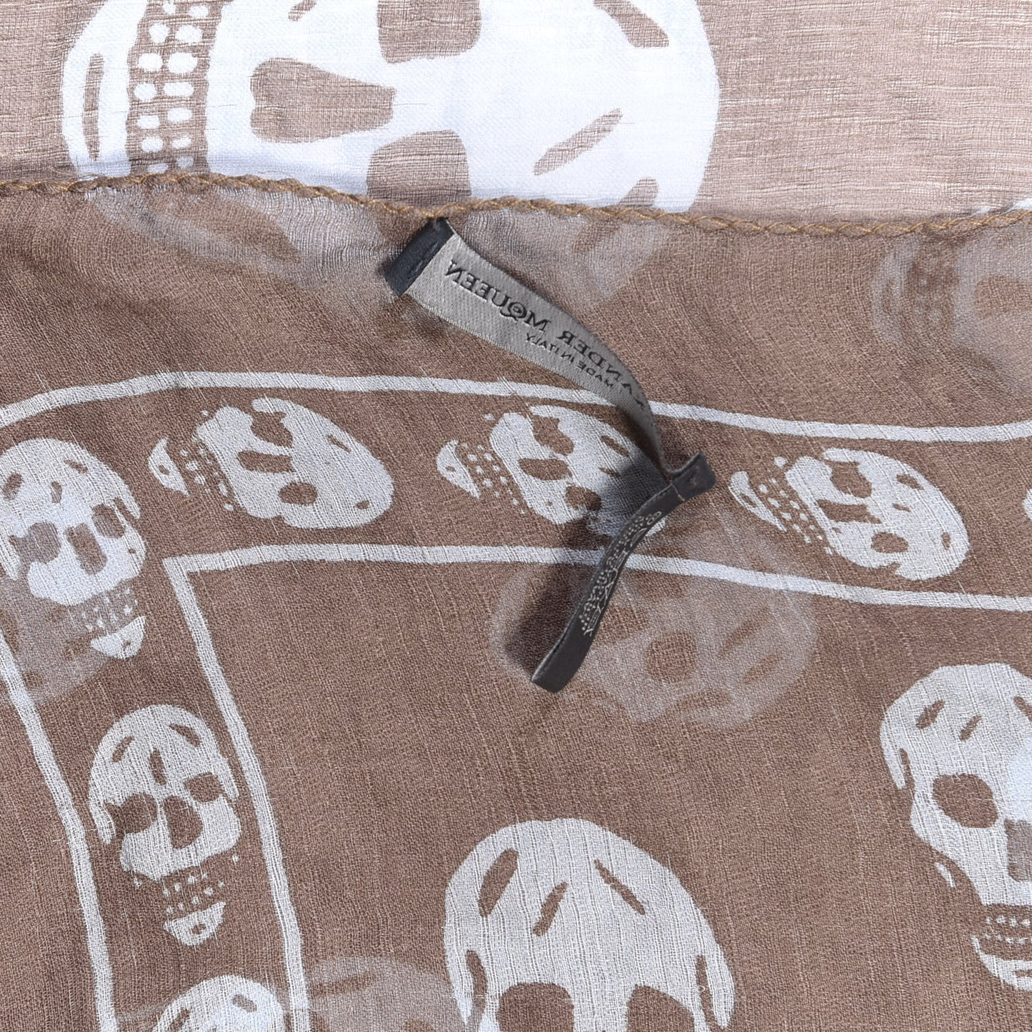 Silk Chiffon Skull Scarf Brown