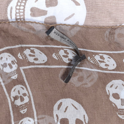 Alexander McQueen Silk Chiffon Skull Scarf Brown 3 of 3