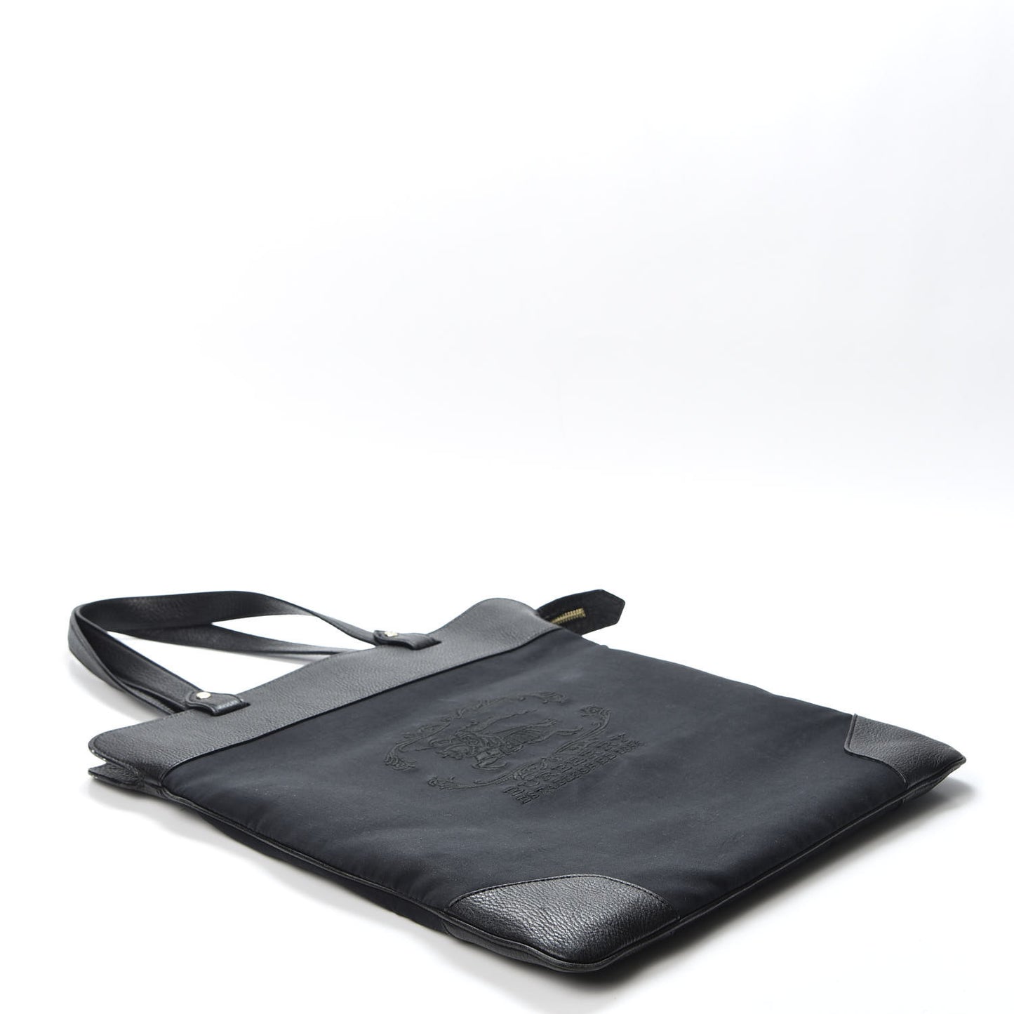 Canvas Calfskin Crest Embossed Flat Tote Black