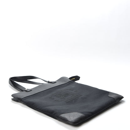 Burberry Canvas Calfskin Crest Embossed Flat Tote Black 3 of 9
