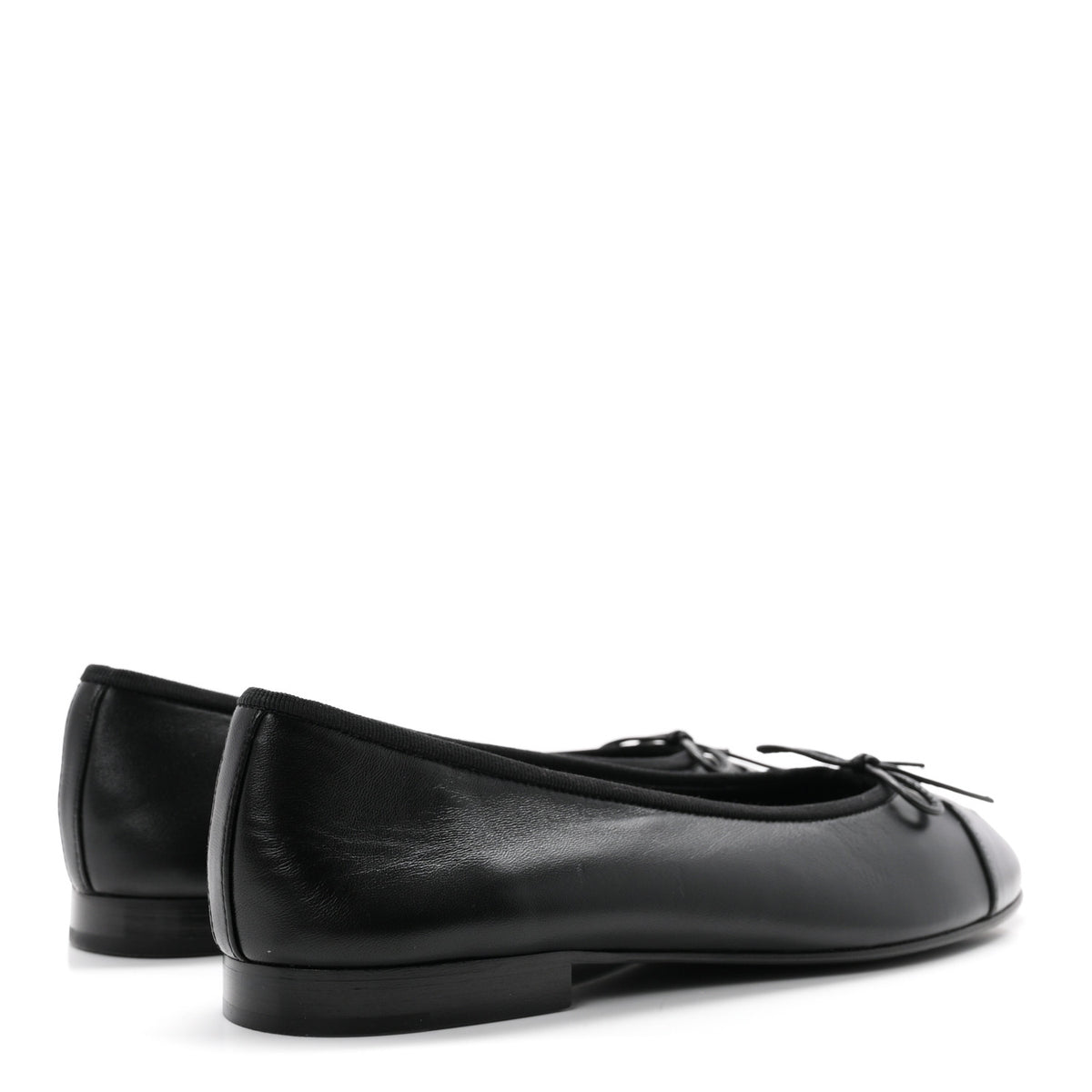 Lambskin CC Cap Toe Ballerina Flats 38.5 Black Dark Grey