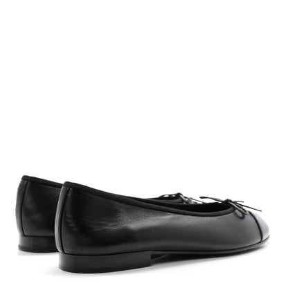 Chanel Lambskin CC Cap Toe Ballerina Flats 38.5 Black Dark Grey 5 of 10