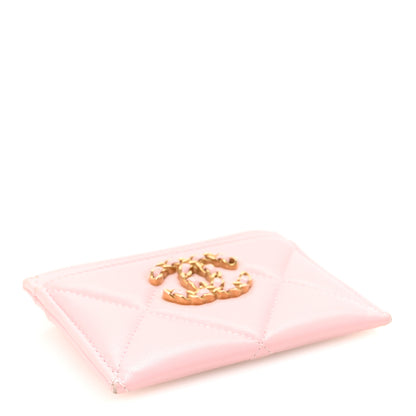 Chanel Lambskin Quilted Chanel 19 Card Holder Light Pink 4 of 9