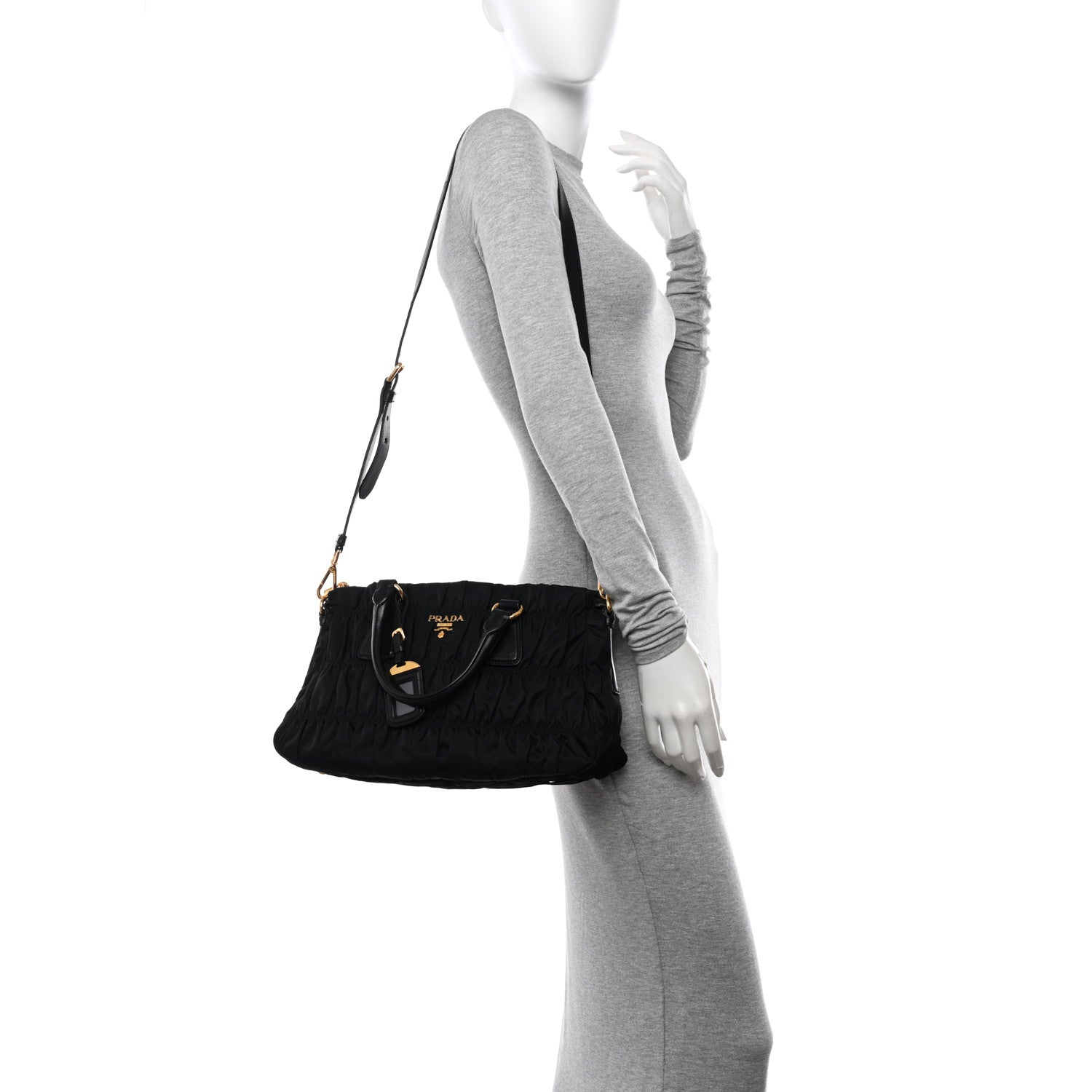 Prada Tessuto Nylon Gaufre Tote Black 2 of 13