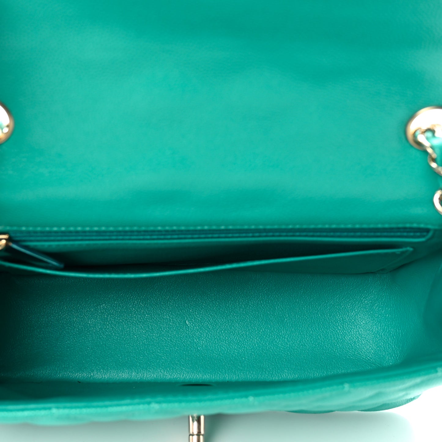 Caviar Quilted Mini Rectangular Flap Turquoise