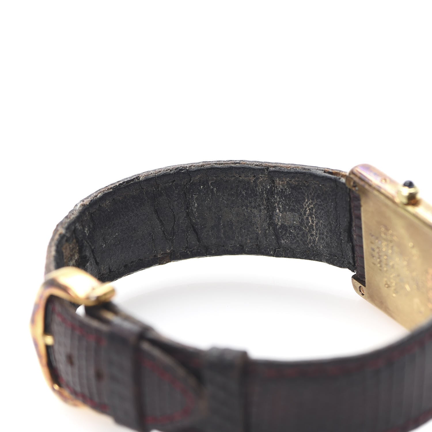Cartier Sterling Silver Vermeil Lizard 20mm Must de Cartier Tank Quartz Watch Brown 6 of 8