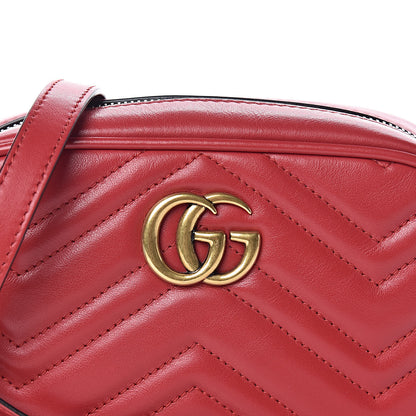 Gucci Calfskin Matelasse Mini GG Marmont Chain Shoulder Bag Hibiscus Red 10 of 10