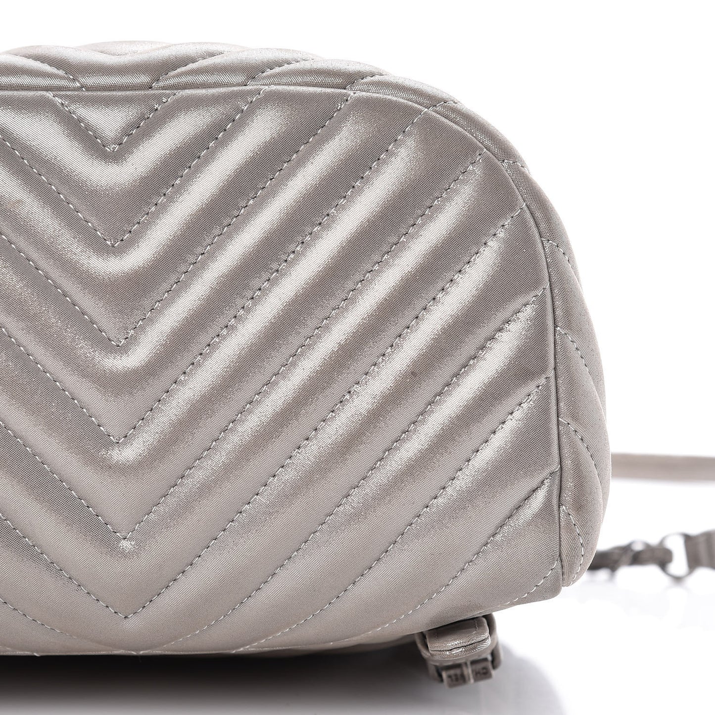 Metallic Calfskin Chevron Quilted Small Urban Spirit Backpack Silver