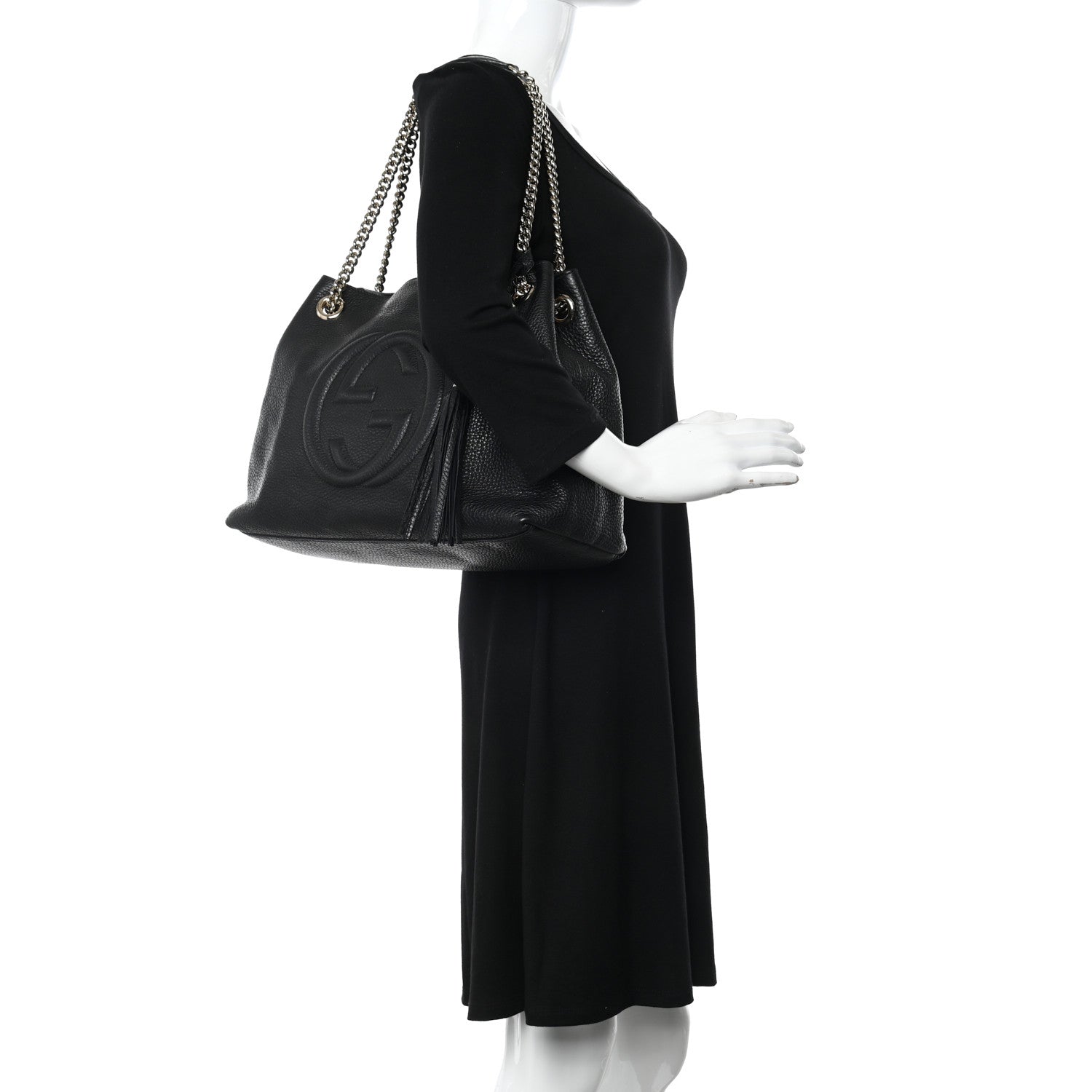 Gucci Pebbled Calfskin Medium Soho Chain Shoulder Bag Black 2 of 11