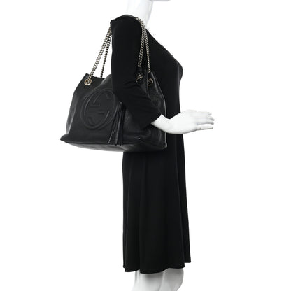 Gucci Pebbled Calfskin Medium Soho Chain Shoulder Bag Black 2 of 11