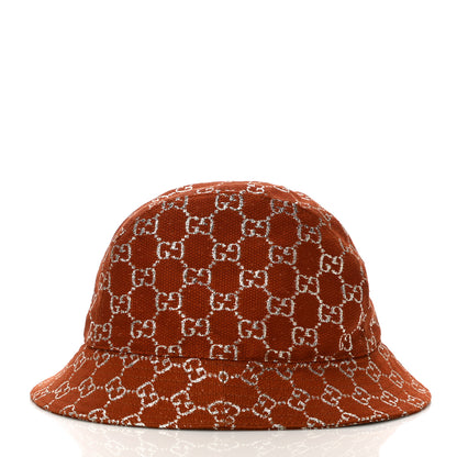 Gucci Canvas Lame GG Monogram Bucket Hat L Burnt Orange Silver 4 of 8