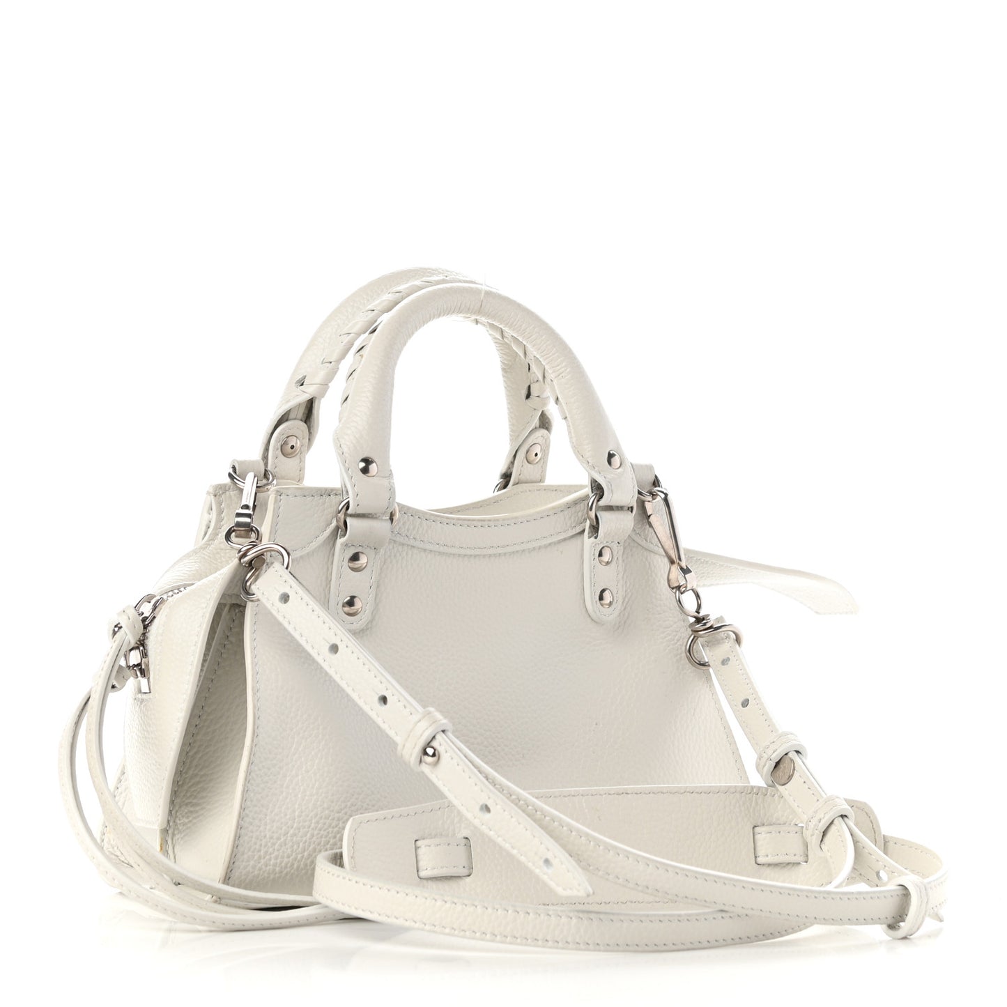 Grained Calfskin Neo Classic Silver Hardware Mini City White