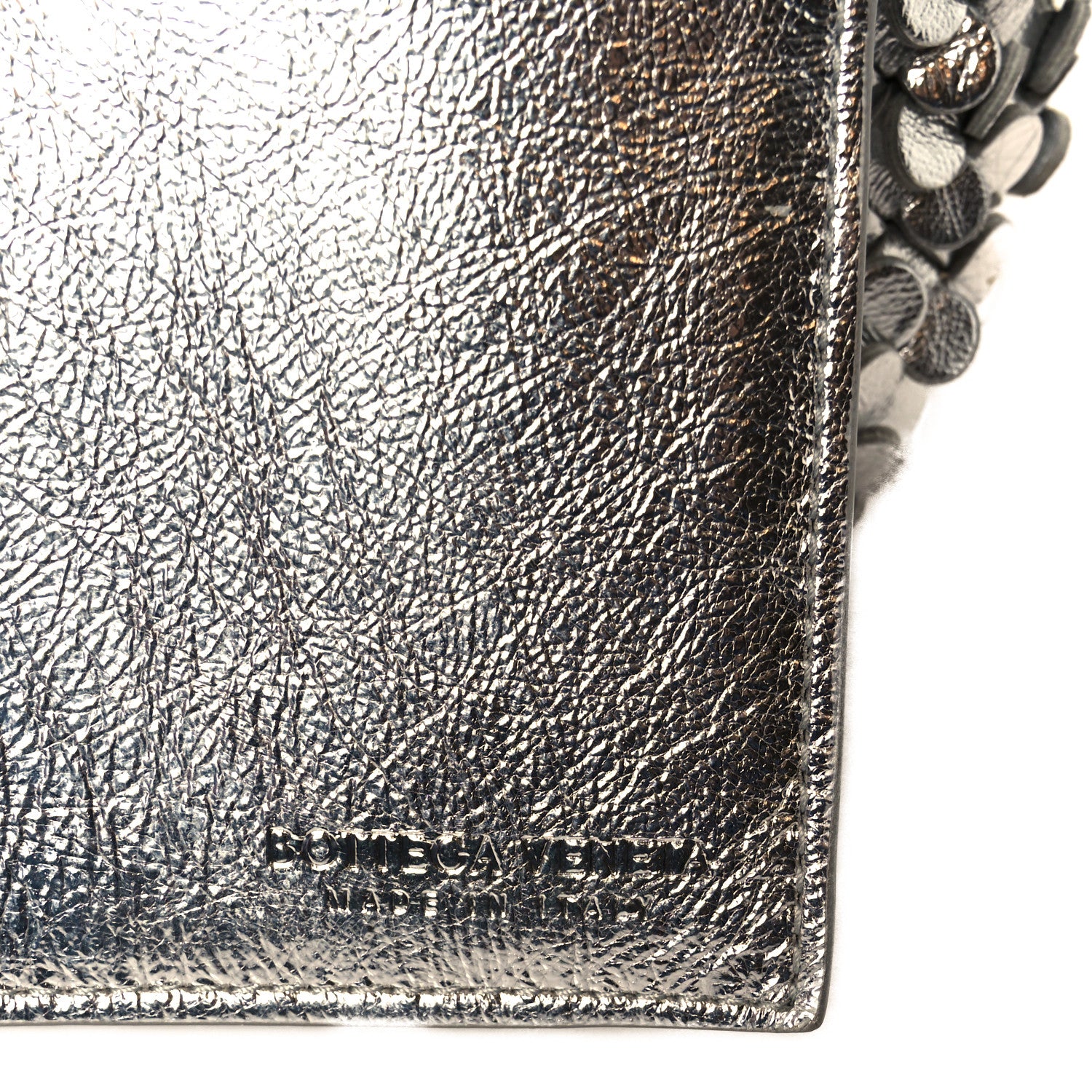 Bottega Veneta Laminated Nappa Intreccio Paillettes Small Cabat Bucket Silver 7 of 12