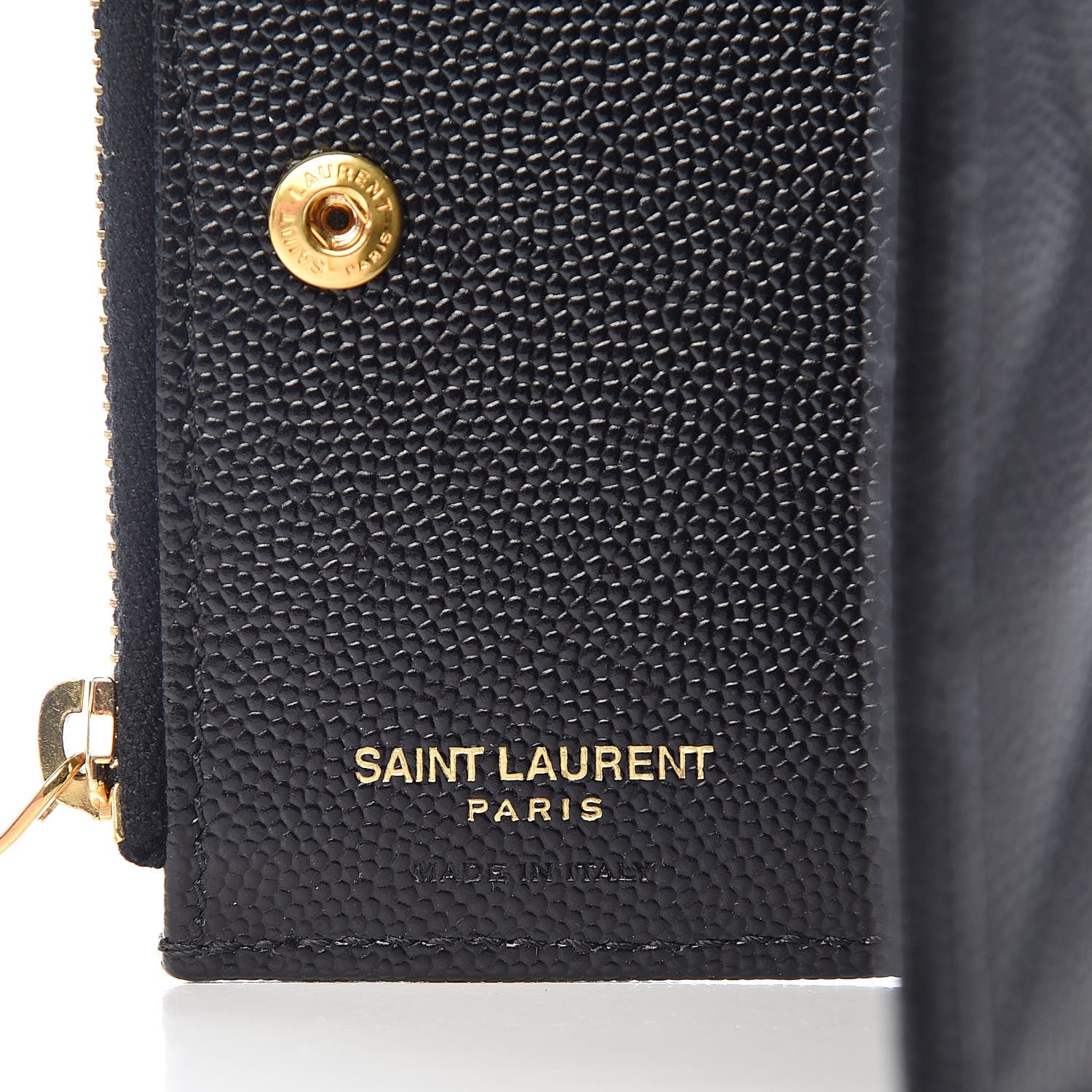 Saint Laurent Grain De Poudre Matelasse Chevron Monogram Zipped Card Case Black 6 of 8