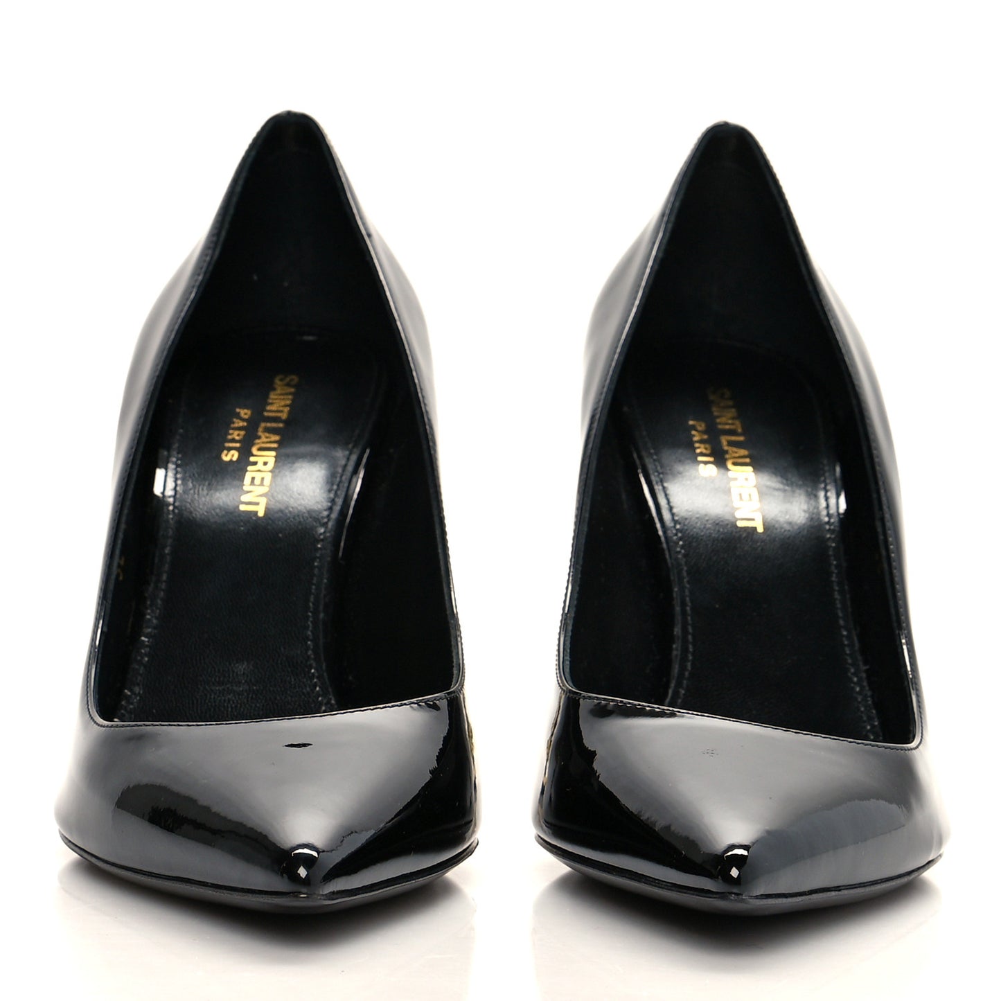 Patent Calfskin Opyum 85 Pumps 38 Black Gold
