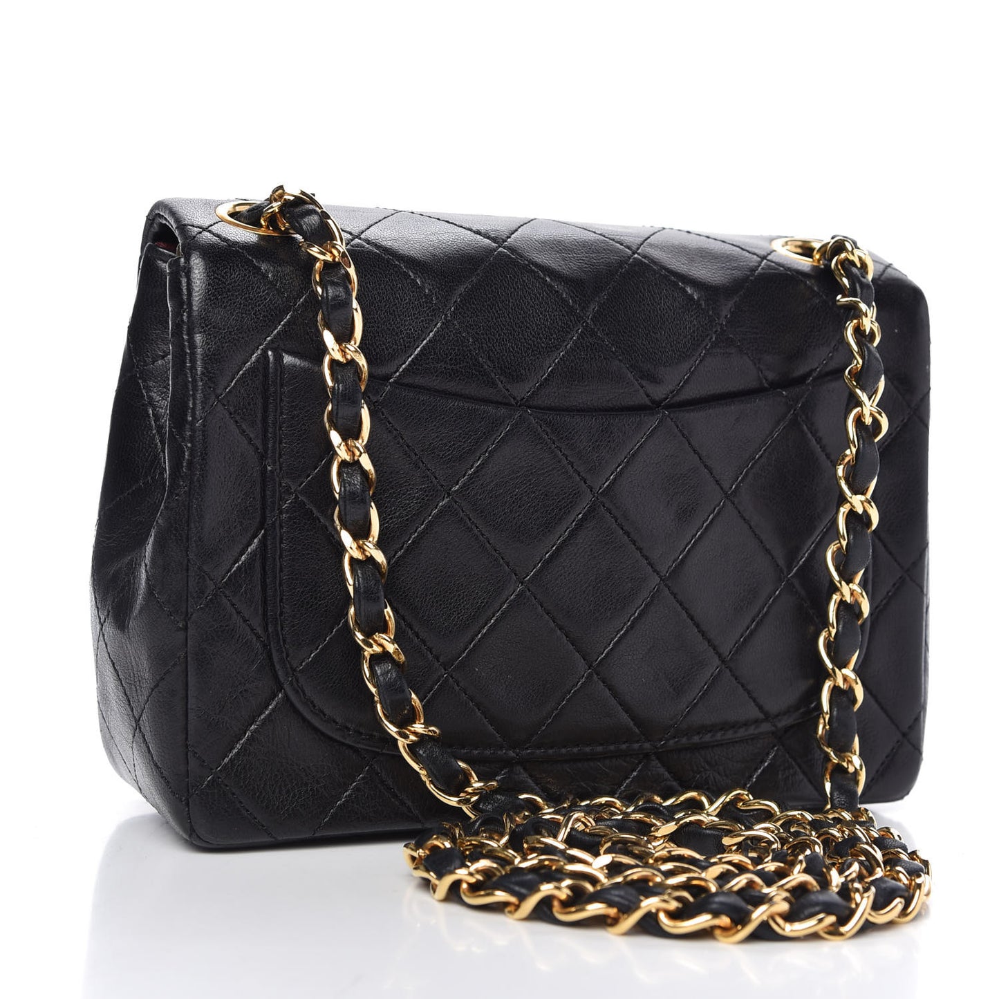 Lambskin Quilted Mini Square Flap Black