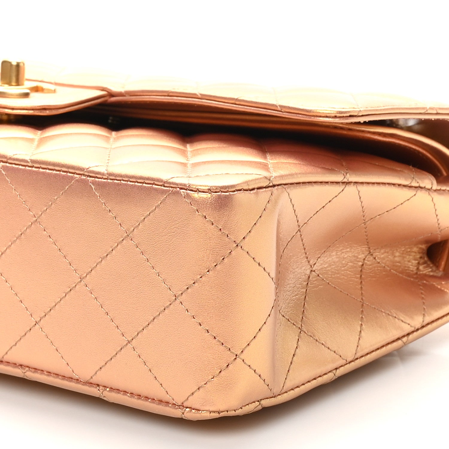 Chanel Metallic Lambskin Quilted Medium Double Flap Golden 10 of 11