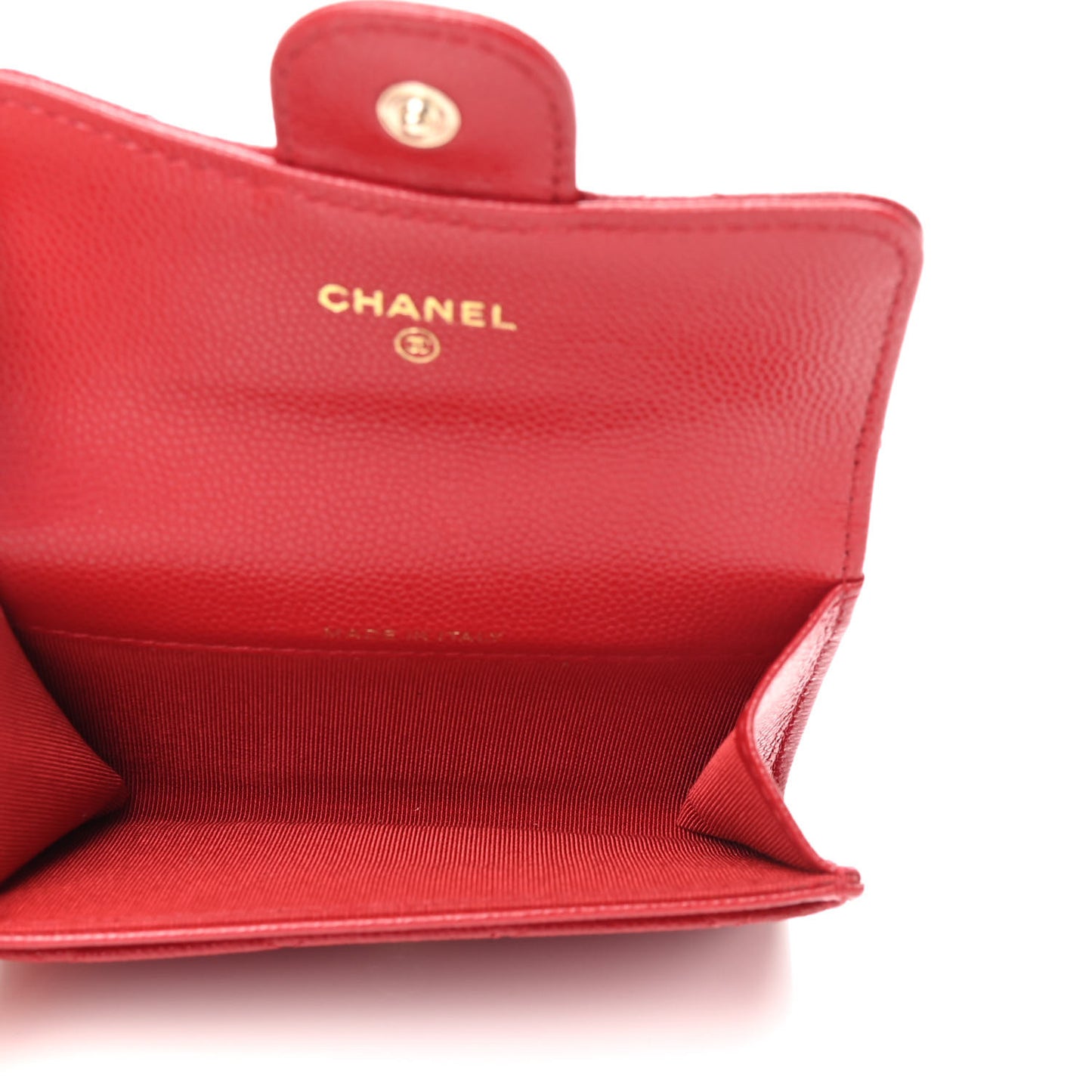 Caviar Quilted Flap Card Holder Wallet Red