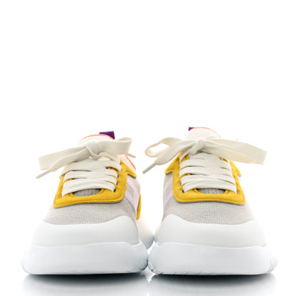 Hermes Knit Suede Goatskin Womens Crew Sneakers 38 Multicolor Gris 2 of 10