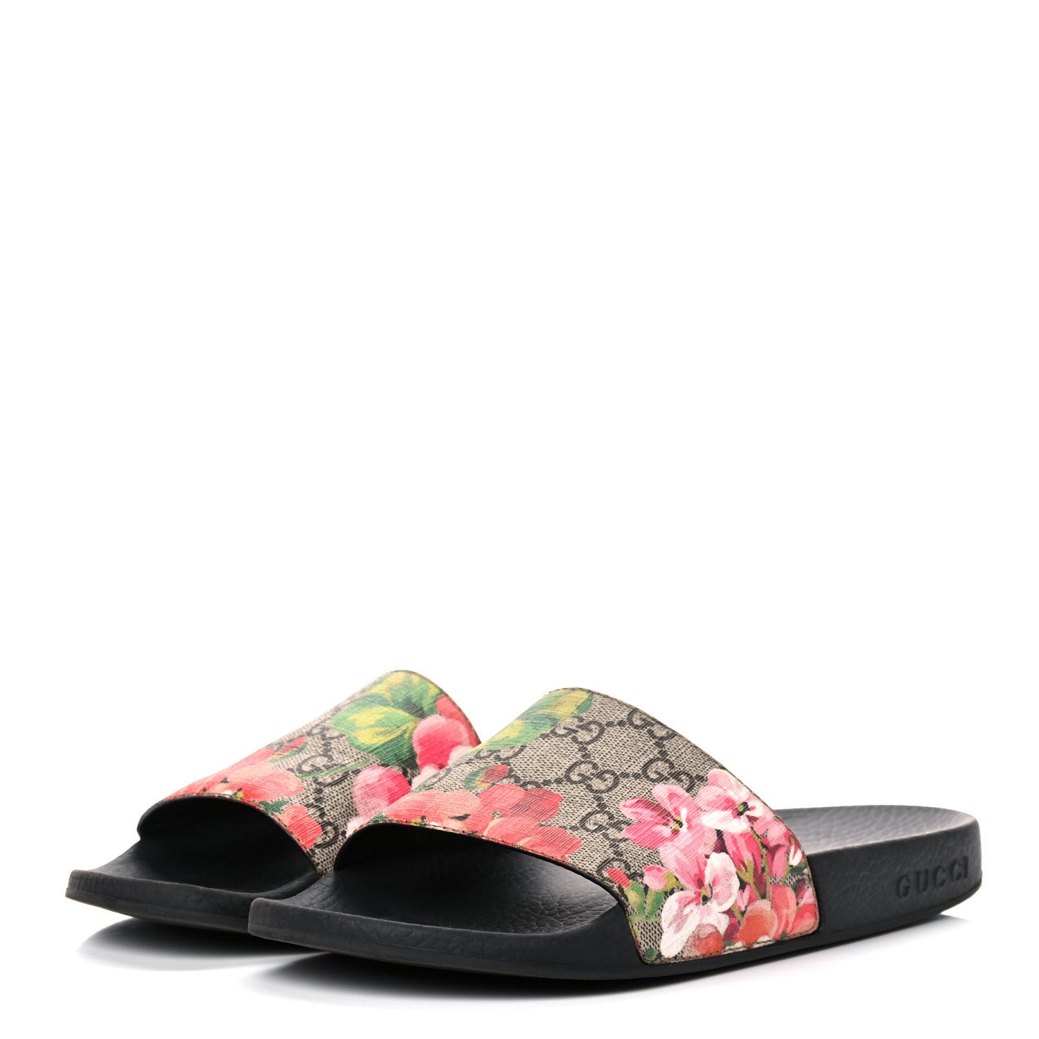 Gucci GG Supreme Monogram Blooms Slide Sandals 37 Beige Multicolor 3 of 14