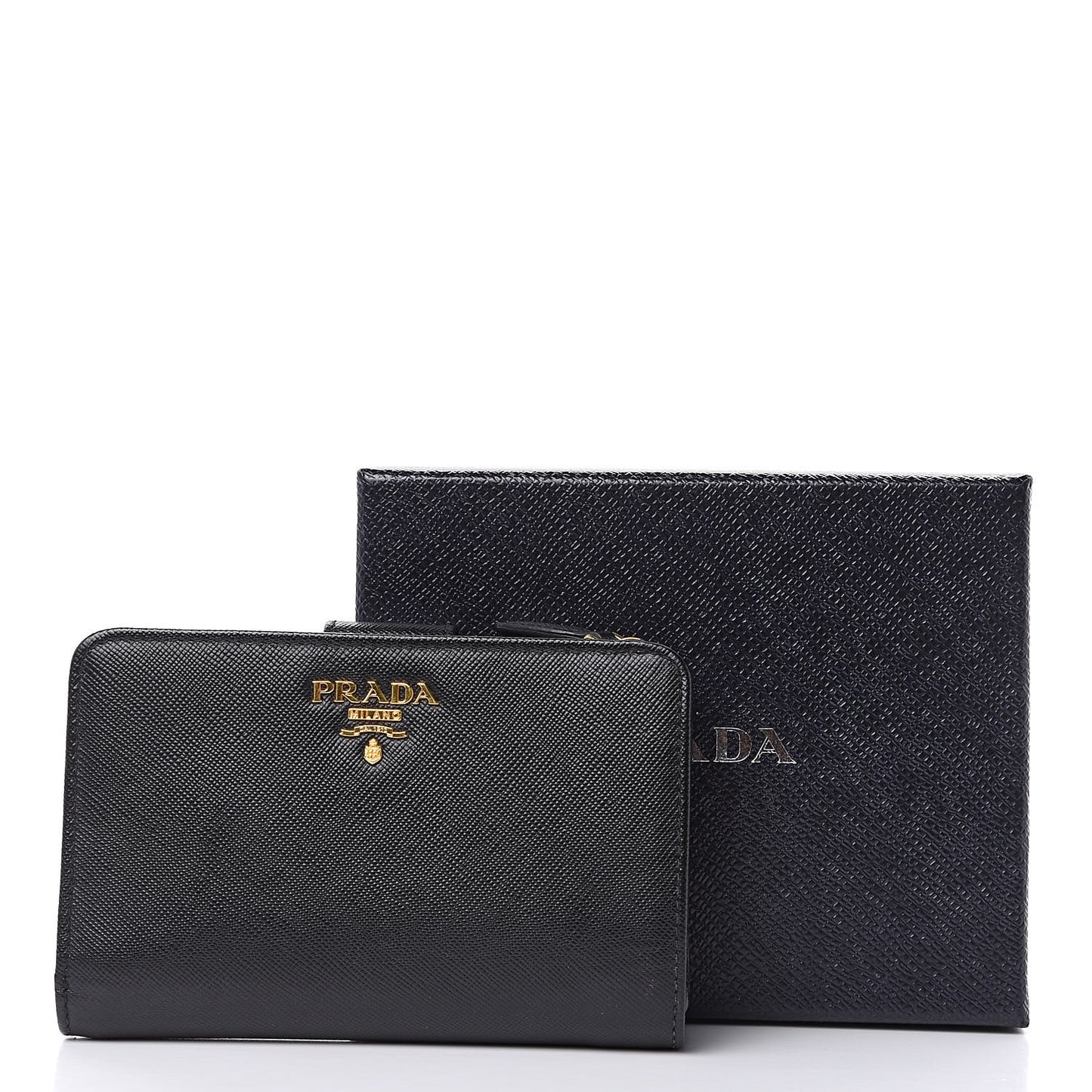Saffiano Metal Compact Wallet Black