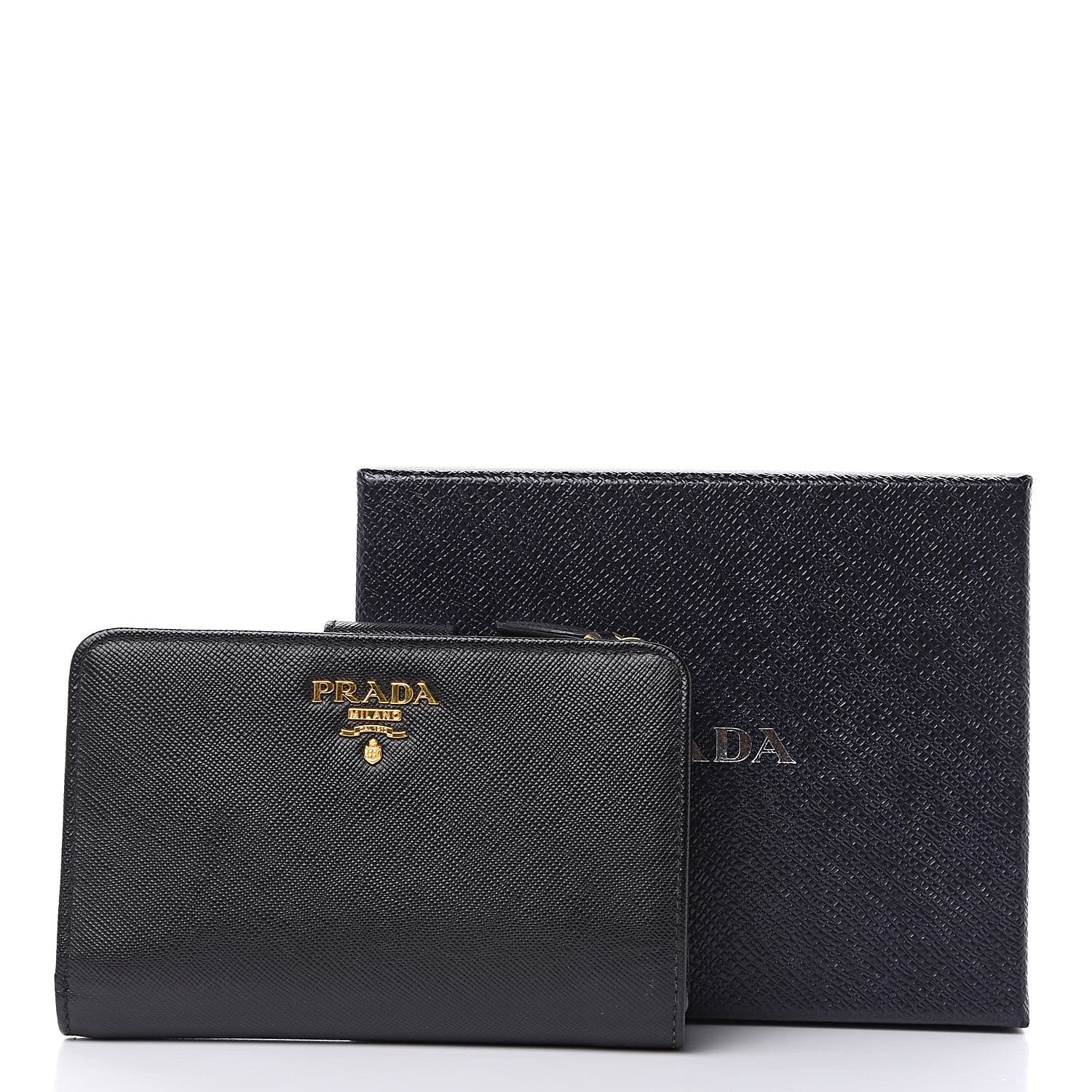 Prada Saffiano Metal Compact Wallet Black 8 of 8