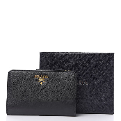 Prada Saffiano Metal Compact Wallet Black 8 of 8