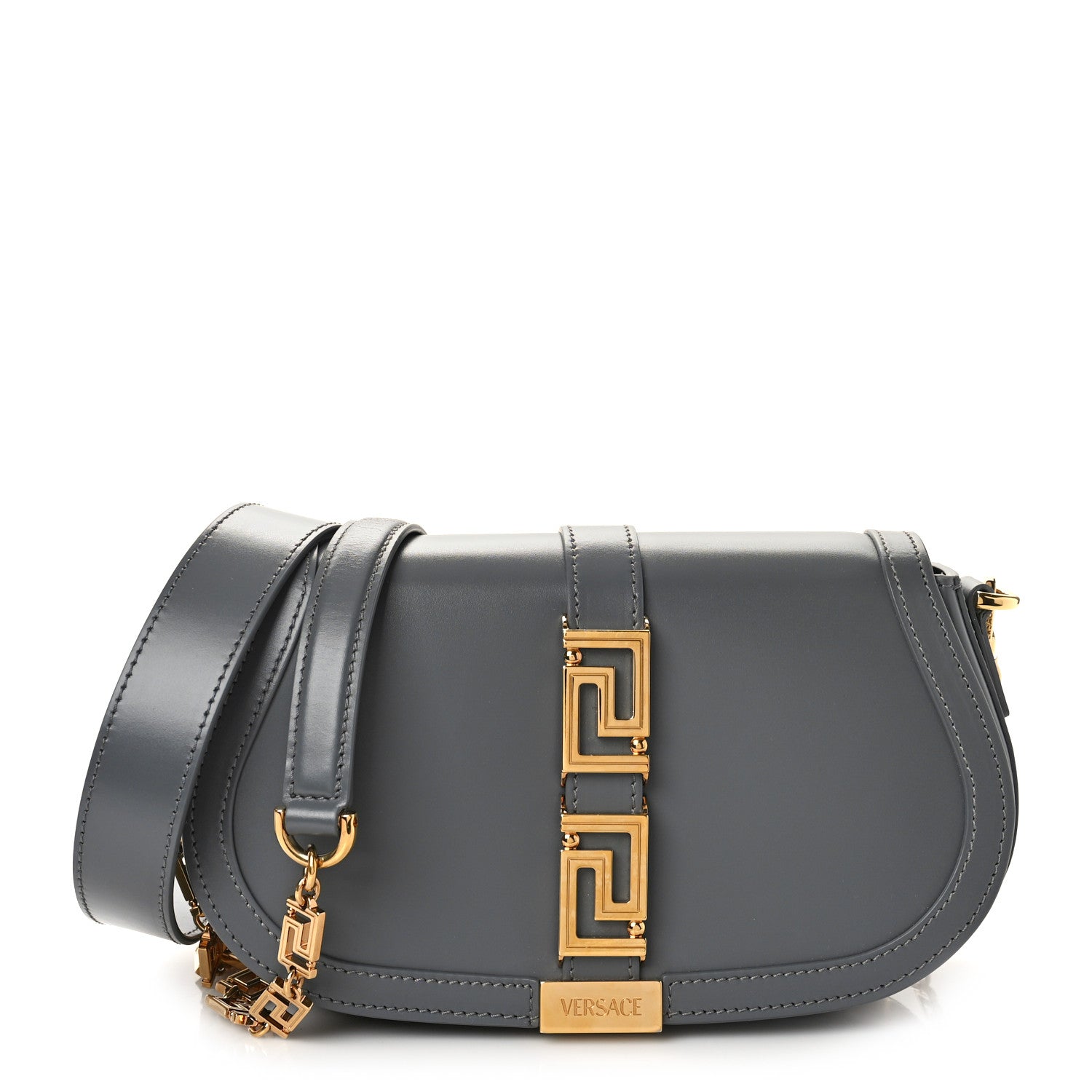 Versace Calfskin Medium Greca Goddess Shoulder Bag Grey 1 of 9
