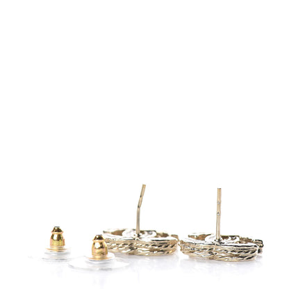 Chanel Crystal Twisted CC Earrings Gold 3 of 4