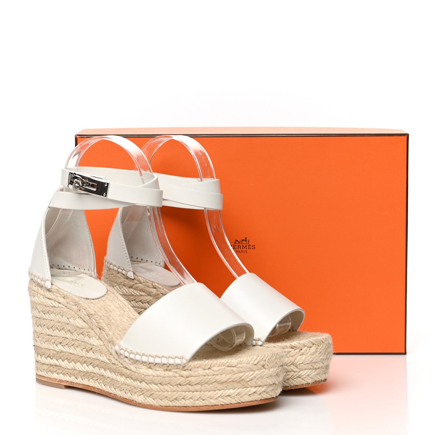 Hermes Calfskin Tipoli Espadrille Wedges 37 White 10 of 10