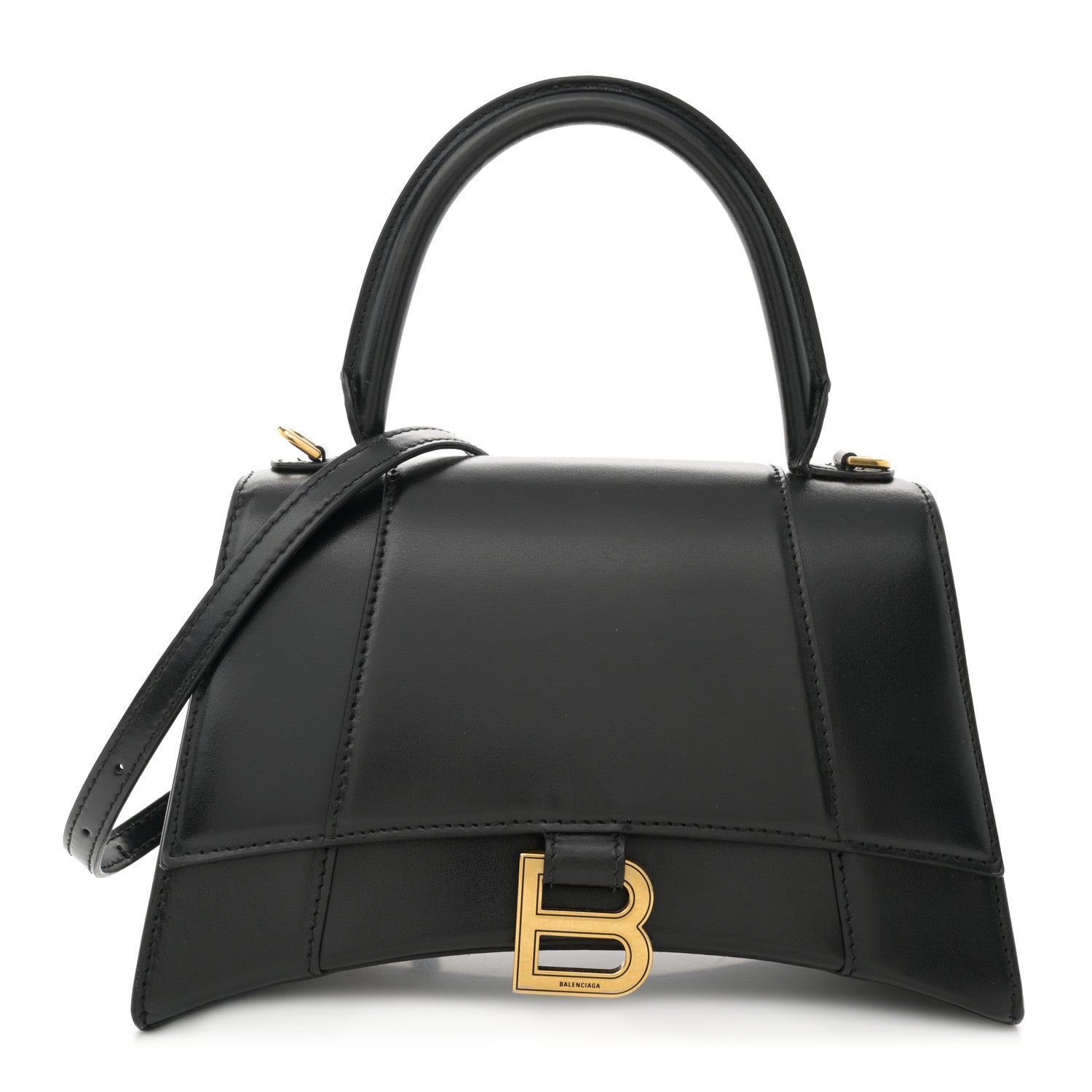 Balenciaga Shiny Box Calfskin Small Hourglass Top Handle Bag Black 1 of 13