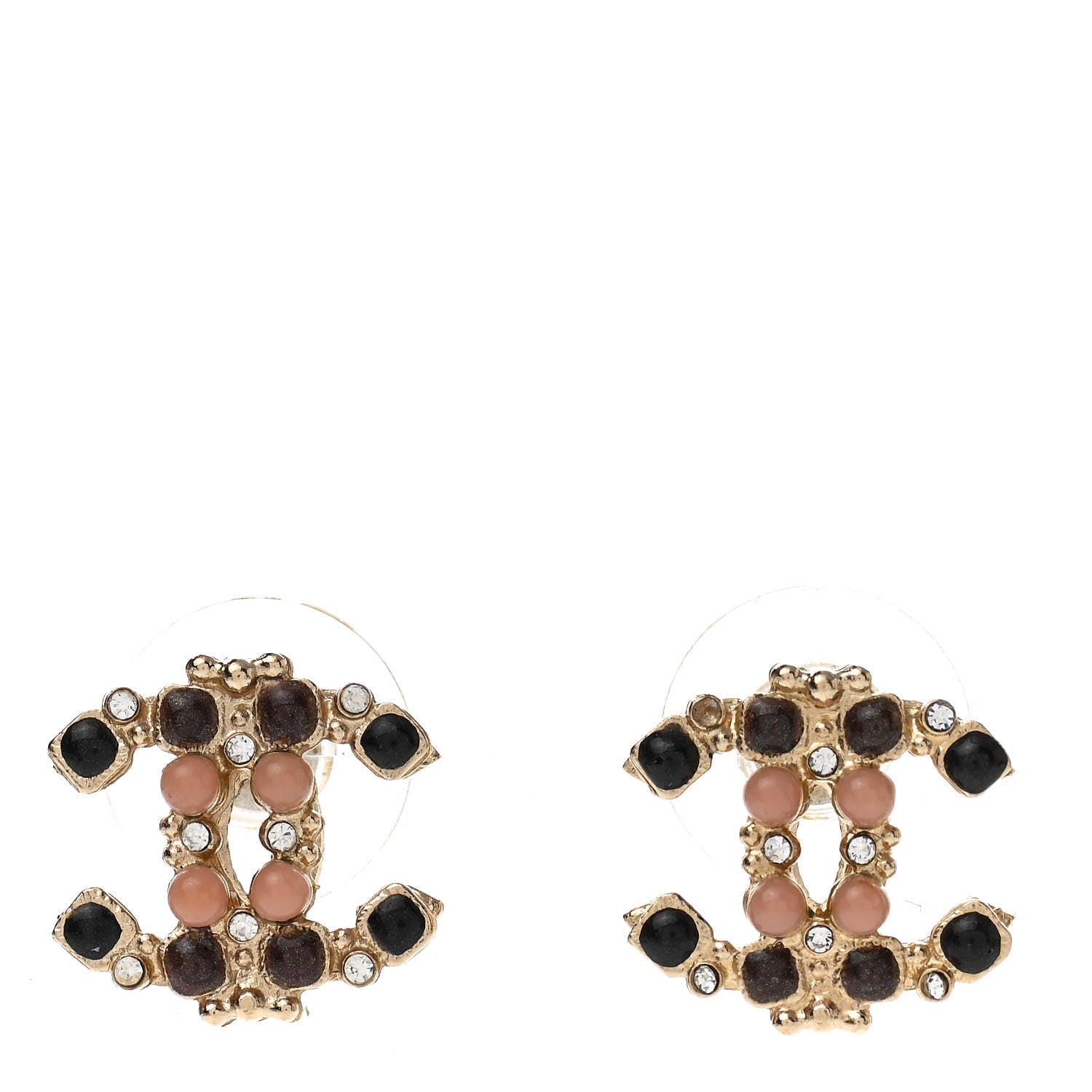 Chanel Crystal Gripoix CC Earrings Gold Multicolor 1 of 4