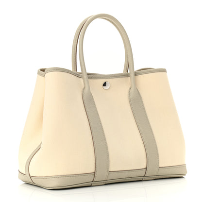 Hermes Chevron Herringbone Toile Negonda Garden Party 30 TPM Tote Nata Beton 3 of 11