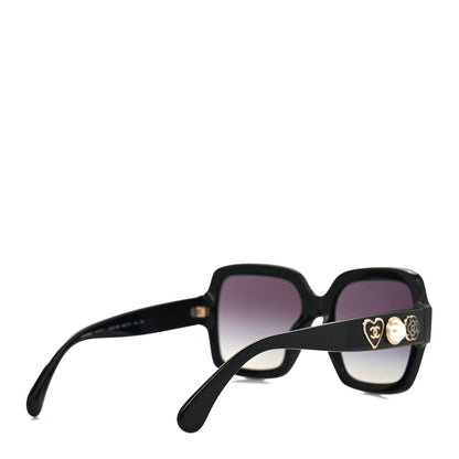Chanel Acetate Charms Pearl Square Sunglasses 5479-A Black Gold 4 of 7