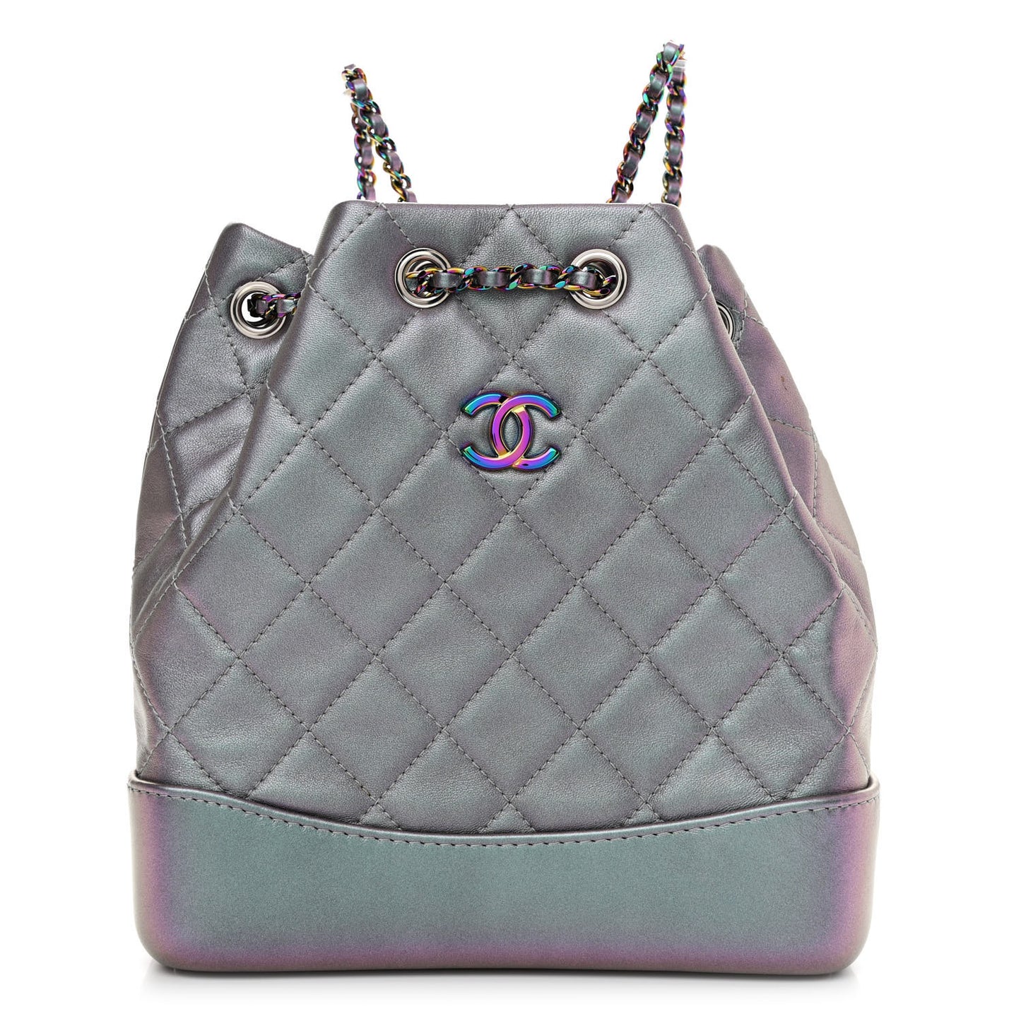 Iridescent Lambskin Calfskin Small Quilted Gabrielle Backpack Light Purple