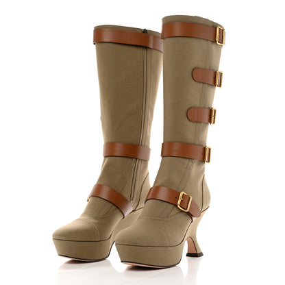 Christian Dior Technical Fabric Calfskin Diorevolt High Boots 38 Golden Saddle 3 of 9