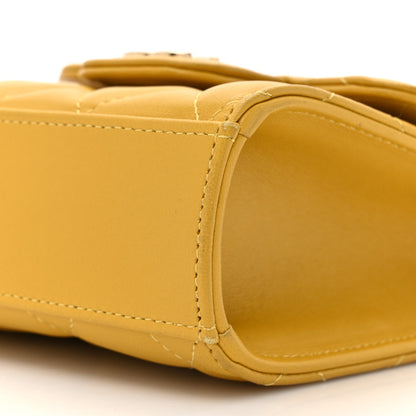 Chanel Lambskin Quilted Top Handle Flap Clutch With Chain Yellow 10 of 17