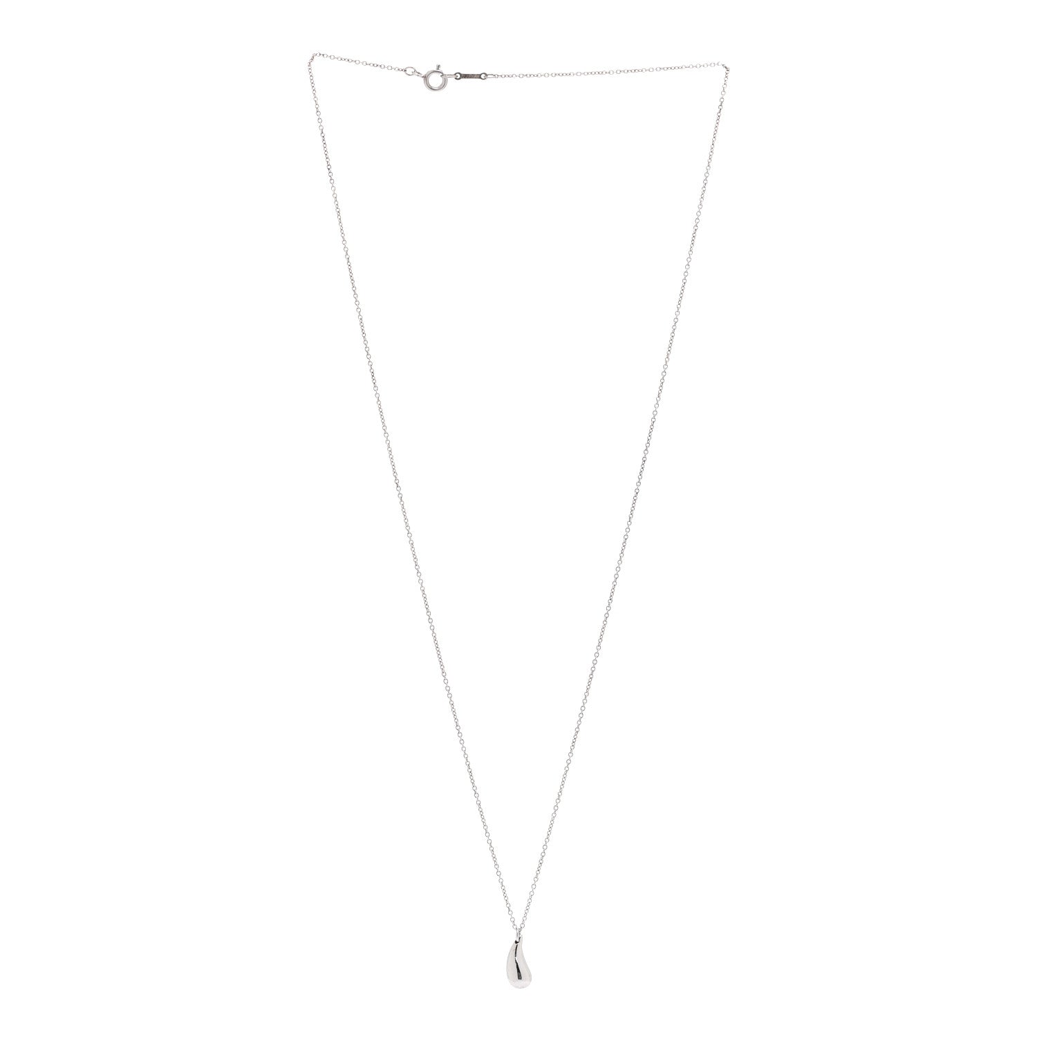 Tiffany Sterling Silver 12mm Elsa Peretti Teardrop Pendant Necklace 3 of 6