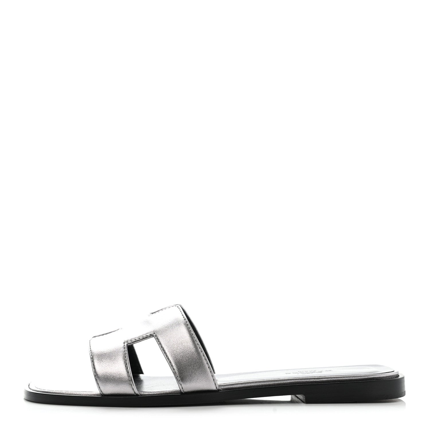 Hermes Metallic Nappa Oran Sandals 36.5 Argent 1 of 11