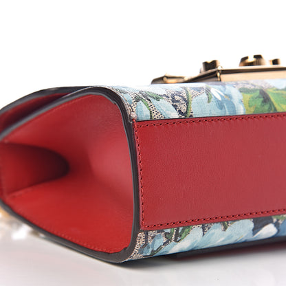 Gucci GG Supreme Monogram Blooms Small Padlock Shoulder Bag Beige Blue Navy Hibiscus Red 9 of 10