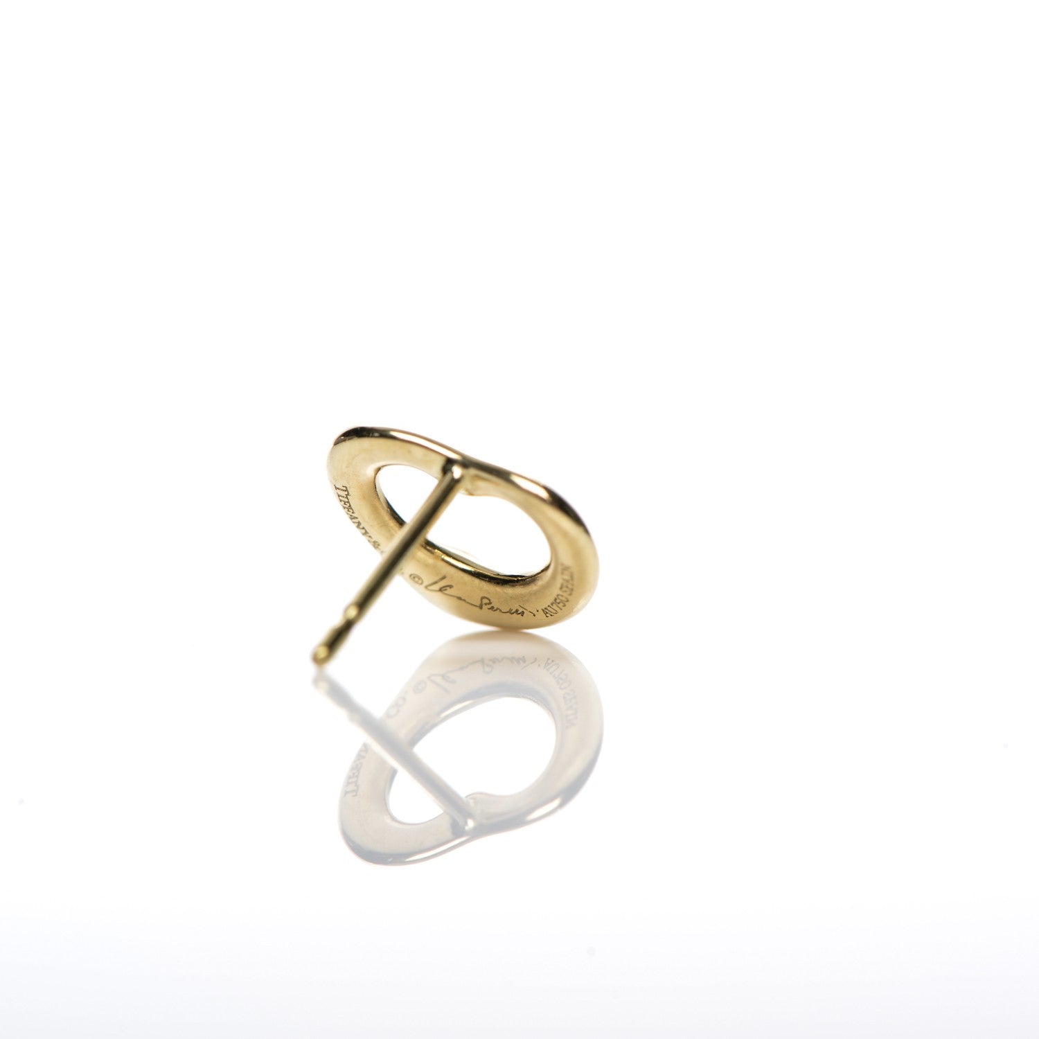 Tiffany 18K Yellow Gold 11mm Elsa Peretti Open Heart Earrings 5 of 8