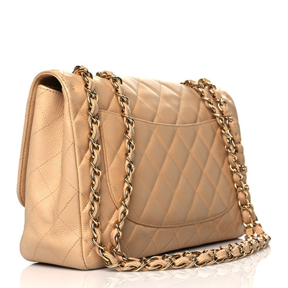 Chanel Caviar Quilted Jumbo Single Flap Beige 2 of 15