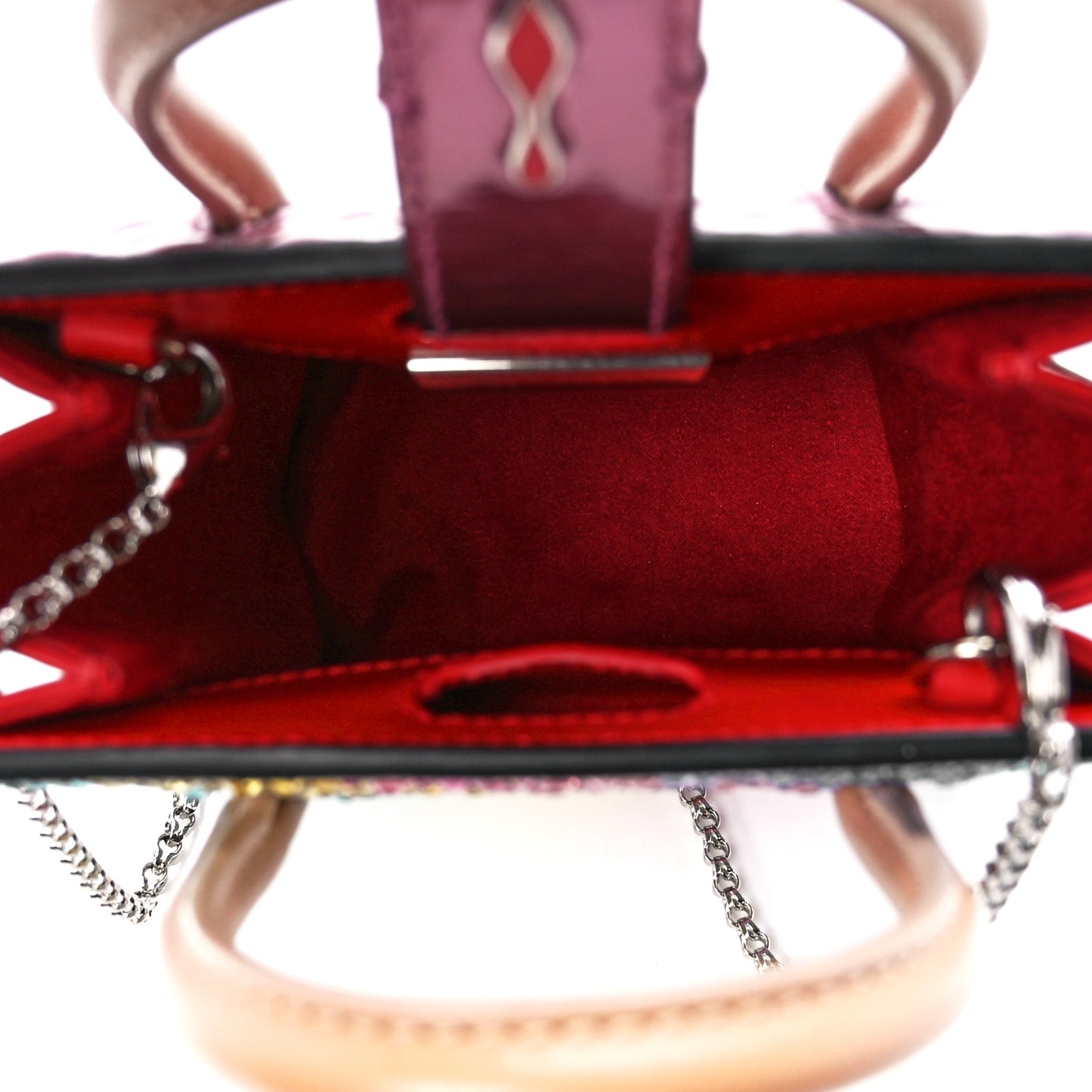 Calfskin Crystal Nano Paloma Rainbow