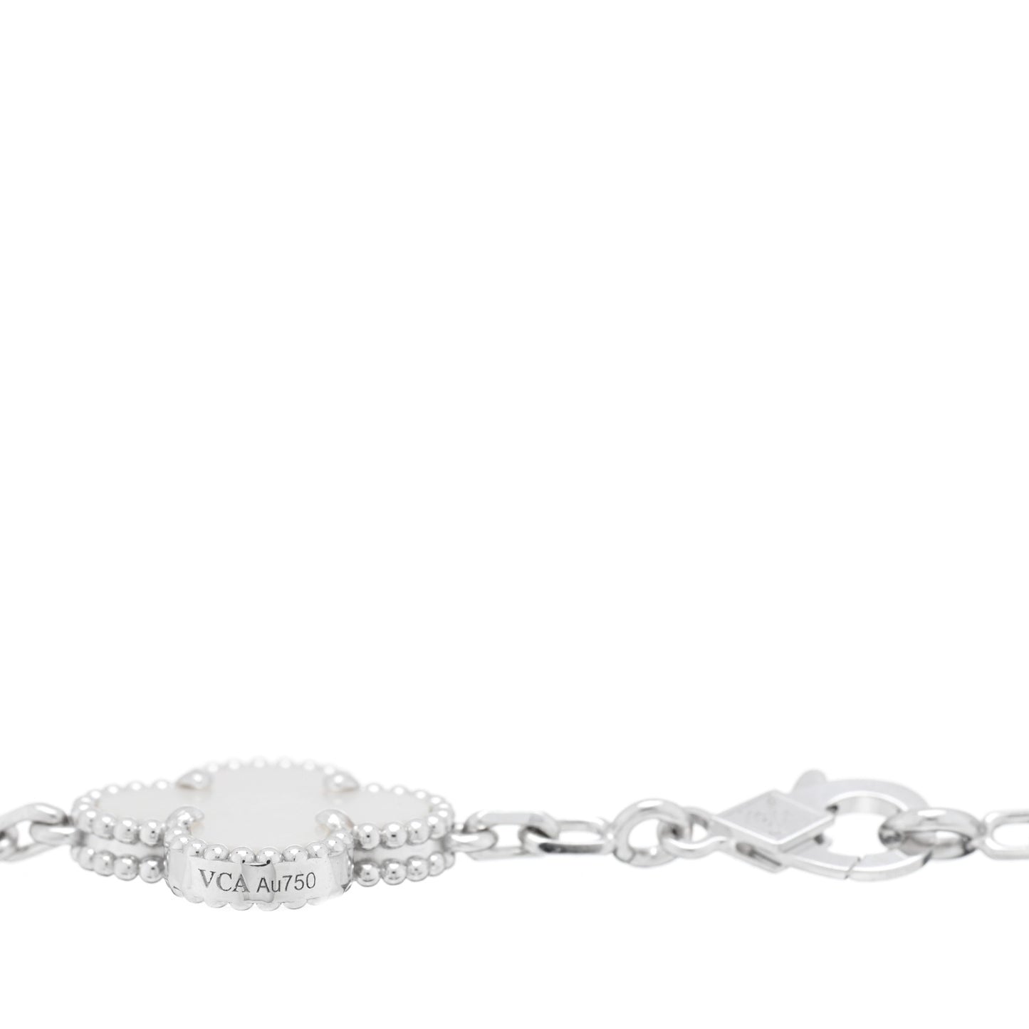 18K White Gold Mother of Pearl 5 Motifs Vintage Alhambra Bracelet